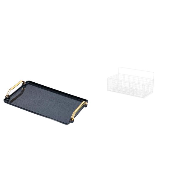Bandeja decorativa rectangular para servir, organizador de mesa y cestas colgantes de pared, estantes, organizador de pared de metal para baño, cesta