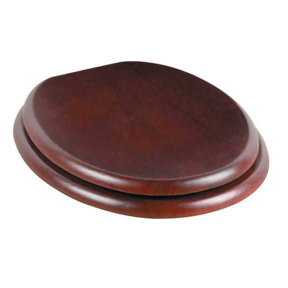 Renovator's Supply Round Cherry Finish Brass Hinge Toilet Seat in Hardwood