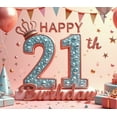 thumbnail image 4 of Yatrandify Elegant Design Birthday Banner Glitter Effect Cake Decoration Party Backdrop for Adult Celebration 21st Birthday, 4 of 8