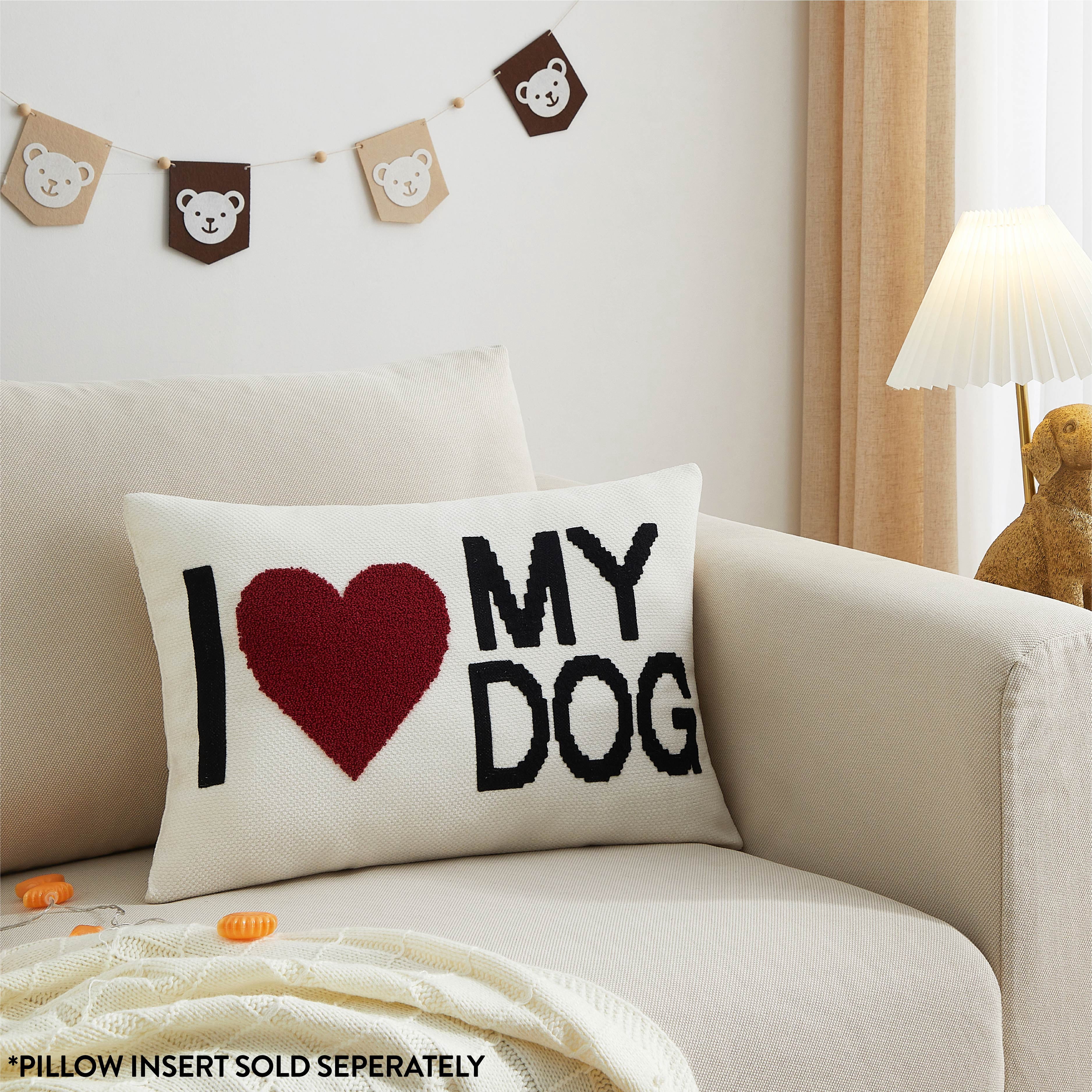 Mainstays 14"x20" I Love My Dog Decorative Throw Pillow Cover