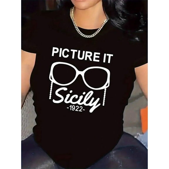 【New Arrival】Picture It Sicily 1922 Eyeglass Graphic T-Shirt, Cotton Crew Neck Short Sleeve Tee, Golden Girls Tv Show Fan Casual Wear Classic Sitcom Lover Gift
