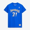 thumbnail image 2 of Men's Mitchell & Ness Kevin Garnett Blue Minnesota Timberwolves Hardwood Classics Stitch Name & Number T-Shirt, 2 of 6