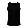 thumbnail image 6 of QSAWXQZ Men's Muscle Tank Top Slim Quarter Button Crew Neck Sleeveless Ribbed Knit Stretch Soft Breathable Classic Athletic Gym Training Undershirt Black M, 6 of 8