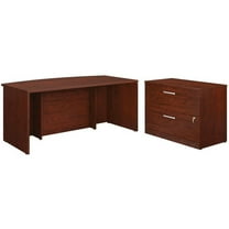 UrbanPro 72" Bow Front Desk and Lateral File Cabinet in Classic Cherry