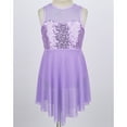 thumbnail image 3 of Hansber Kids Girls Sequins Criss-Cross Back Irregular Hem Ballet Modern Lyrical Dance Dress Lavender 16, 3 of 6