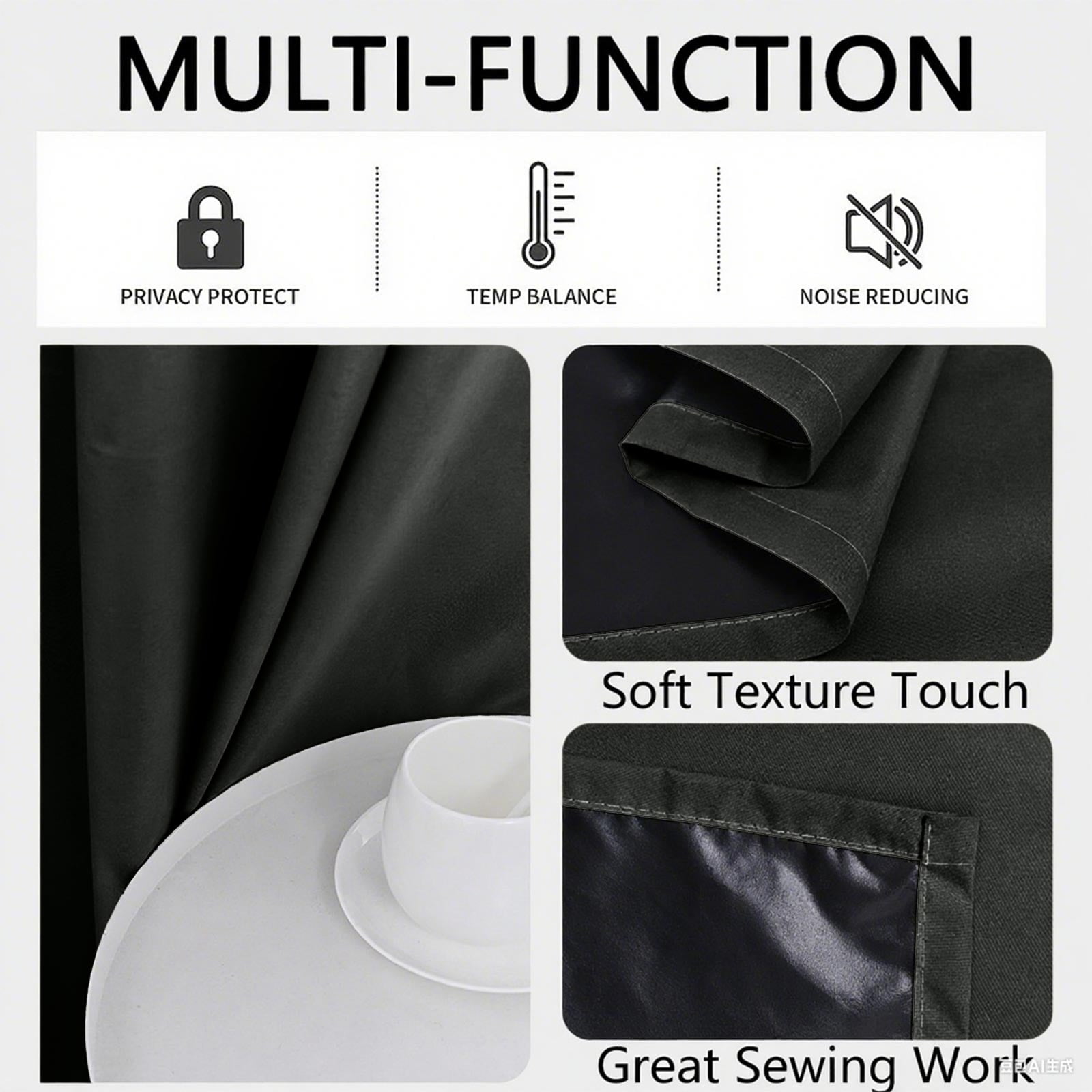 100% Blackout Curtains for Bedroom 80 Inch Length 2 Panels Set, Solid Thermal Insulated Energy Saving Rod Pocket Window Treatment Curtains Blackout Drapes, W40 x L80 Inch, Black