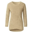 thumbnail image 4 of Arlun Oversized Pullover Sweaters for Women Trendy Crewneck Long Sleeve Basic Sweater Tops Soft Warm Winter Comfortable Pure Loose Fit Casual Pullovers Beige XXL, 4 of 5
