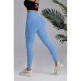 thumbnail image 3 of Women Yoga Sports Ribbed Seamless Leggings High Waisted Workout Gym Yoga Pants Quick-Drying Blue XL, 3 of 7