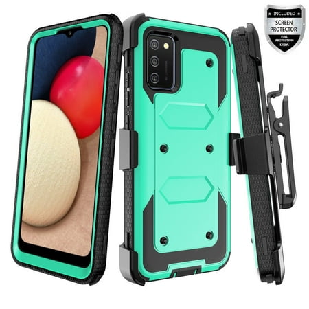 Case for Galaxy A02S 5G Belt Clip Holster Kickstand Shock Proof Phone Case [Built in Screen Protector] for Samsung Galaxy A02S 5G Cases - Teal