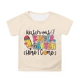 thumbnail image 3 of SOFTCCLO Girls Tshirts Short Sleeve Crewneck Graphic Tees School Season Fun Cartoon Print Stylish Casual Cute Kids T Shirts Size 3-4Y, 3 of 5