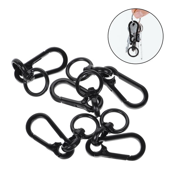 OUNONA 5 Pcs Swivel Clasps Lanyard Snap Hook Hardware Foldable Clothes Hangers Hanging Black