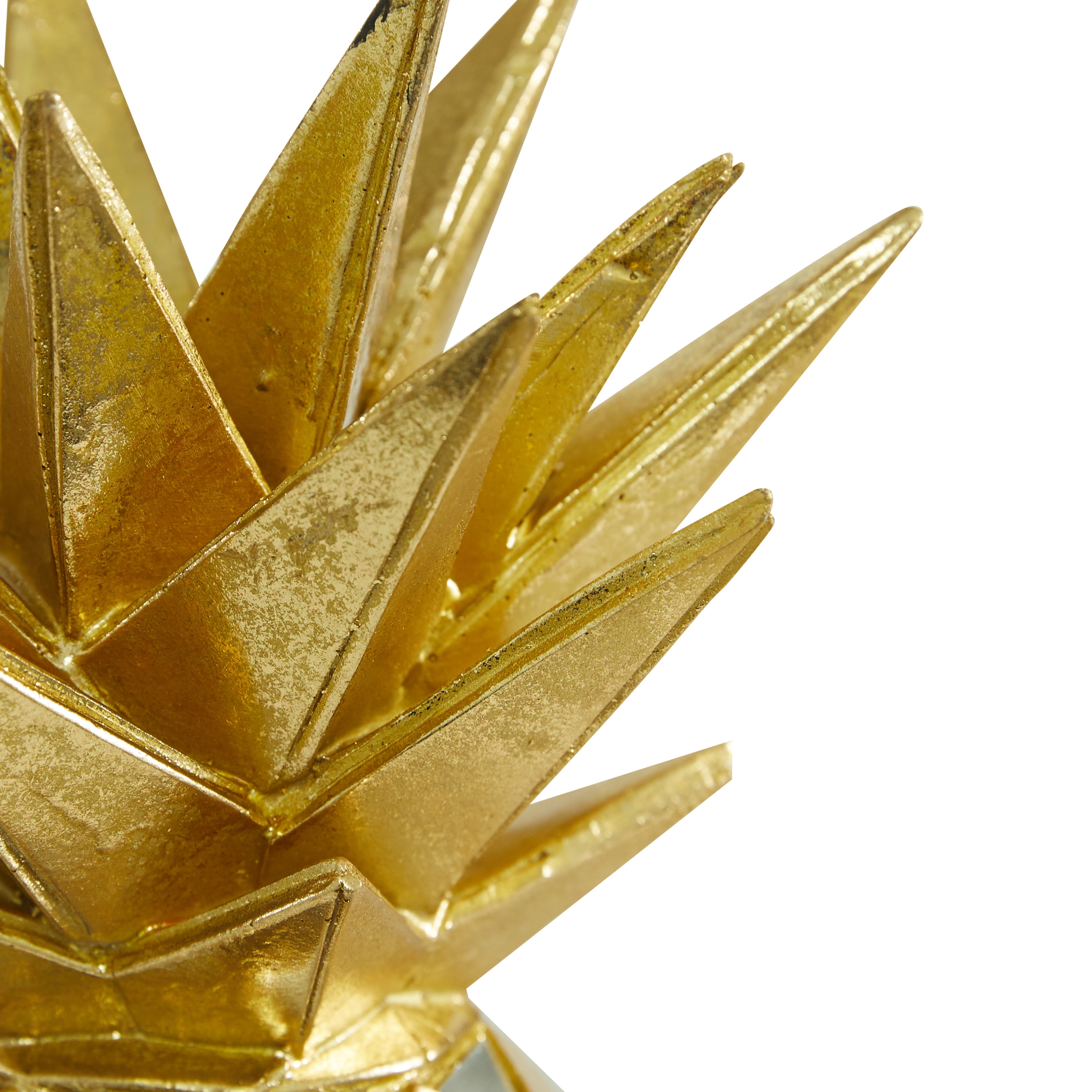 10", 6", 4"H Gold Polystone Decorative Fruit Sculpture with Mirror Accents, by DecMode (3 Count)