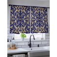 thumbnail image 3 of Sheer Curtains 54 Inches Long, Abstract Blue Gold Light Filtering Window Curtains for Living Room, Luxurious Traditional Flower Leaf Rod Pocket Voile Sheer Curtain Drapes, 52"W x 54"L, 2 Panels, 3 of 8