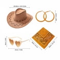 thumbnail image 3 of Unisex Retro Western Cowboy Cowgirl Hat Breathable Outdoor Sun Hat with Sunglasses Decor Earrings for Daily Wear & Gifting Black One Size, 3 of 5