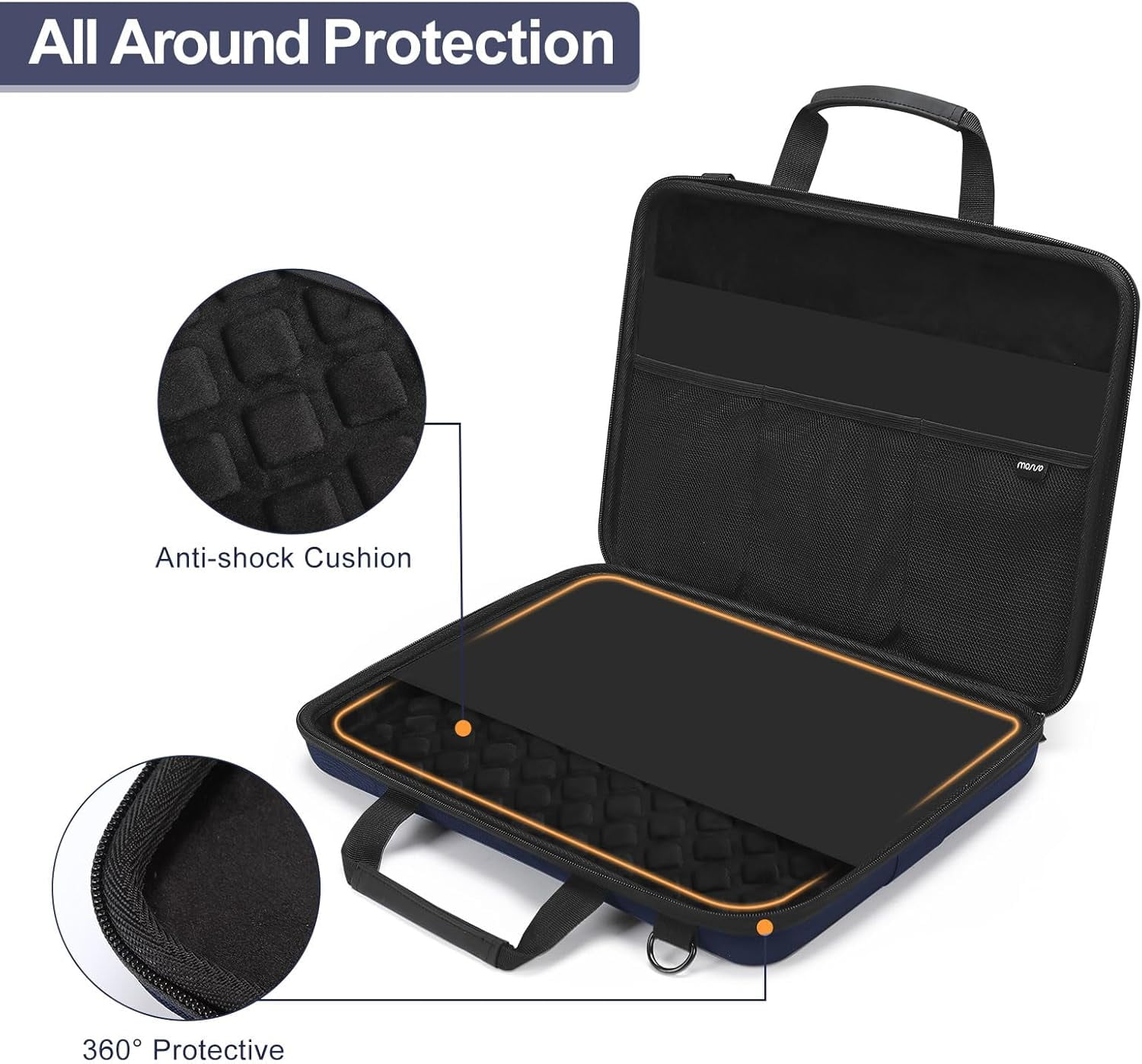 MOSISO Hard Shell Laptop Case for Men Women,15-15.6 inch Computer Bag Compatible with MacBook, HP, Dell, Lenovo, Asus, Notebook,13.3 inch Laptop Bag with Front Pocket & Shoulder Strap