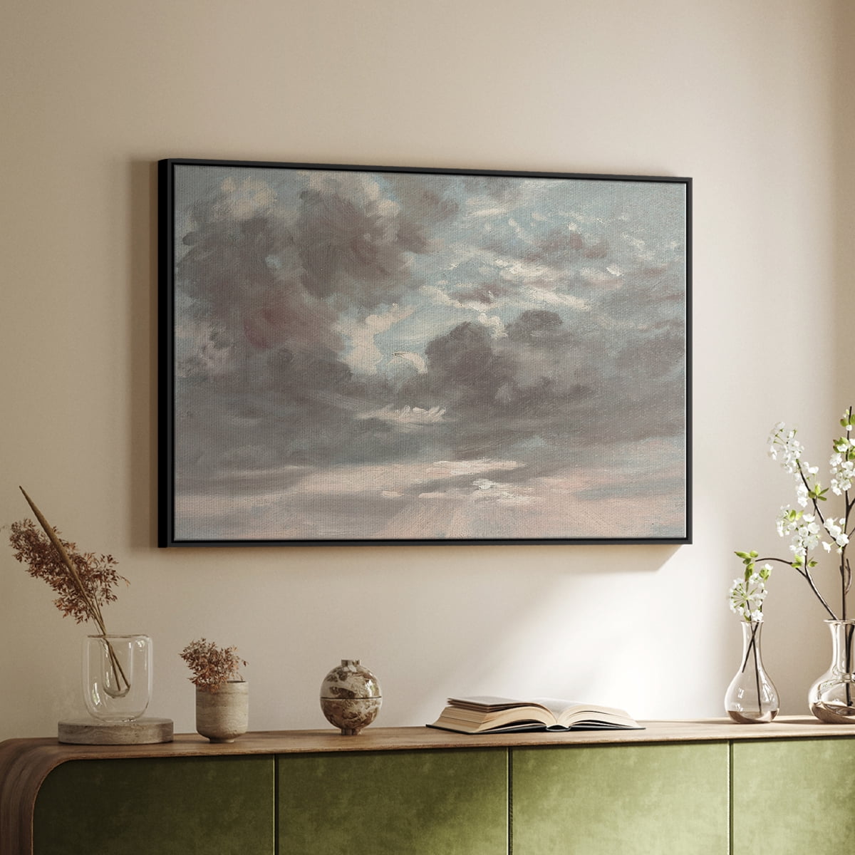 Vintage Landscape-CCXXXV By Wexford Home Framed in Black Wood Gallery Wrapped Canvas 27 in. x 41 in.