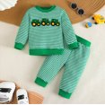 thumbnail image 2 of NOLDARES Toddler Baby Boy Fall Clothes Printed Long Sleeve Pullover Sweatshirt Tops Joggers Pants Set Winter Outfits Size:3-6 M,Green, 2 of 7