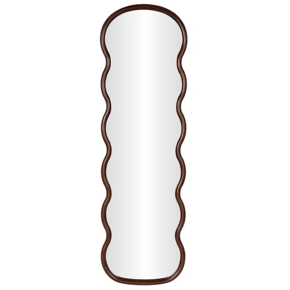 DecMode 22" x 71" Dark Brown Wavy Abstract Wall Mirror