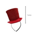 thumbnail image 4 of Nicky Bigs Novelties Adult Mini Glitter Mesh Top Hat Headband - Tiny Ringmaster Gatsby Chorus Dancer Tall Hat - Leprechaun Topper Halloween St Patricks Costume Accessory, Red, One Size, 4 of 4