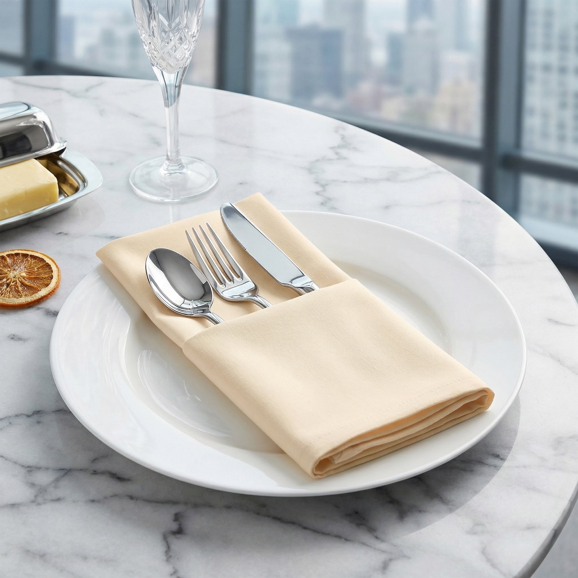 Unique Bargains 12Pcs  Washable Reusable Party Cloth Napkins Champagne 17x17inch