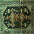 thumbnail image 1 of Ahgly Company Machine Washable Indoor Square Persian Turquoise Blue Traditional Area Rugs, 7' Square, 1 of 4