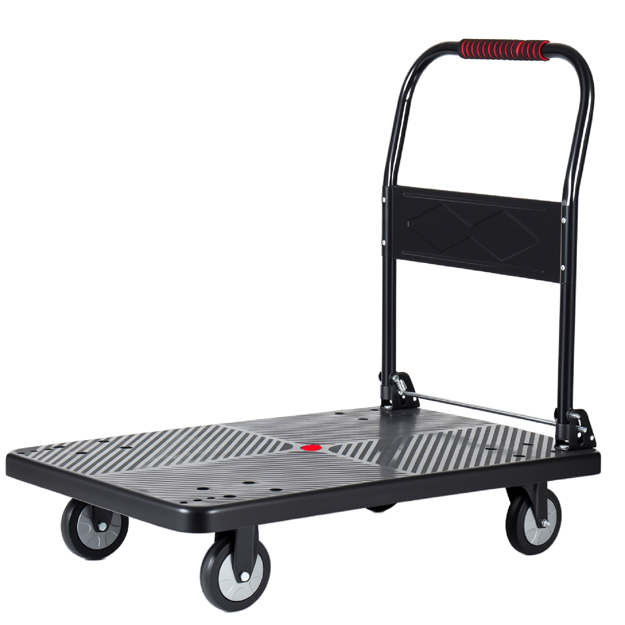 Foldable Platform Truck Dolly, 660lbs Heavy‑Duty Push Handcart with 360° Silent Swivel Wheels & 4 Steel Load‑Bearing Beams for Warehouse Garage Home Moving