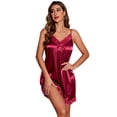 thumbnail image 2 of Ekouaer Women's Nightgown Satin Nightgowns for Women V-neck Lace Chemise Sleepwear Soft Lingerie for Women, 2 of 4