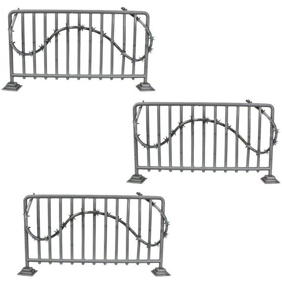 Set of 3 Silver Guardrails with Barbed Wire for WWE & AEW Wrestling Action Figures