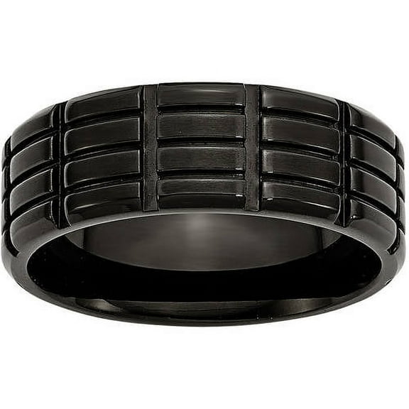 Titanium Grooved Black IP-plated 8mm Brushed Band