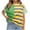 Yellow, variant on BVOFAR Women's Summer Striped Shirts Casual Color Block Short Sleeve Tops Loose Fit Round Neck Tees 2025