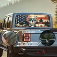 thumbnail image 2 of SEANATIVE Pickup Truck Rear Window Decal Perforated Vinyl See Through Graphic Sticker UV Protection Waterproof Patriotic Decor Fit Automotive Decals, Skull American Flag Palm Tree, 2 of 7