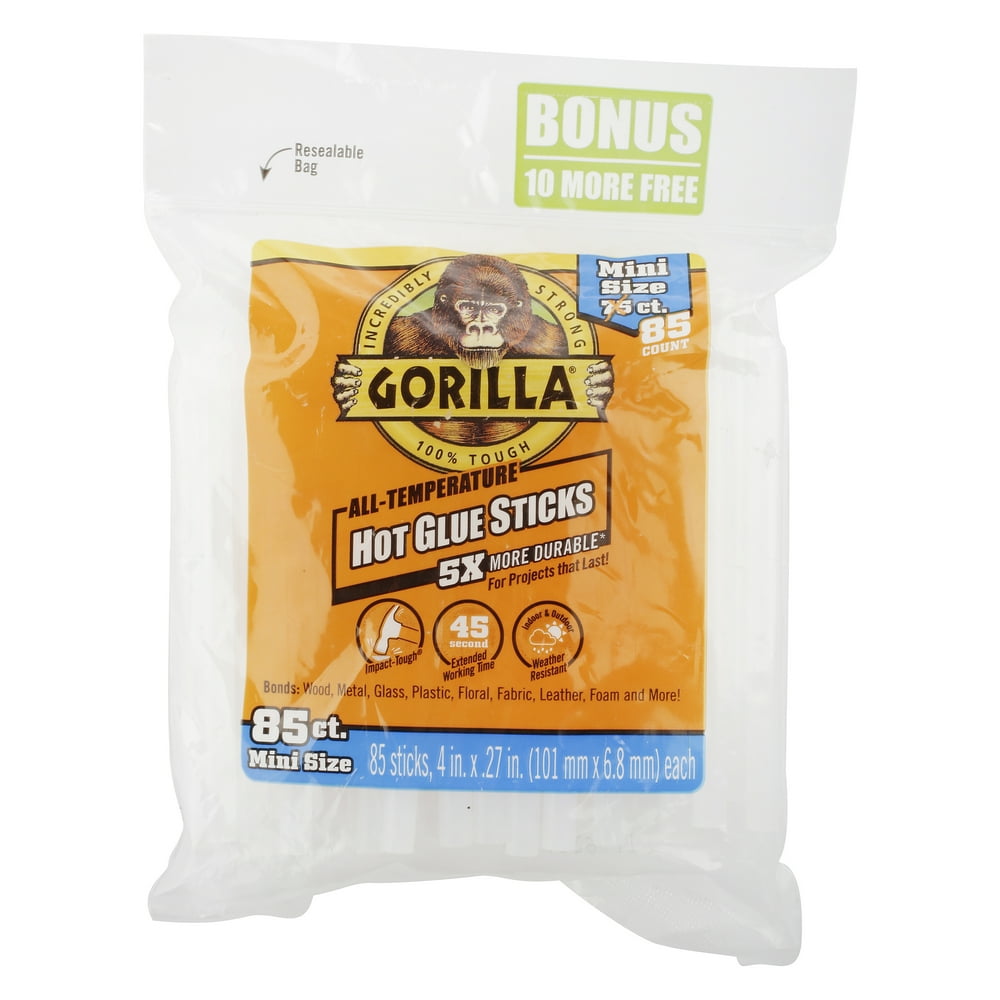 Gorilla Mini Hot Glue Sticks, 85 Piece