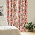 thumbnail image 2 of Ambesonne Spring Curtains, Nostalgic Peony Butterfly, Pair of 28"x95", Peach Coral Dark Green, 2 of 5