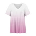 thumbnail image 4 of Itsame Short Shirt Sleeved Tops for Womens T-Shirt Comfortable Printed Relaxed V-neck Blouses Pink Size L, 4 of 5