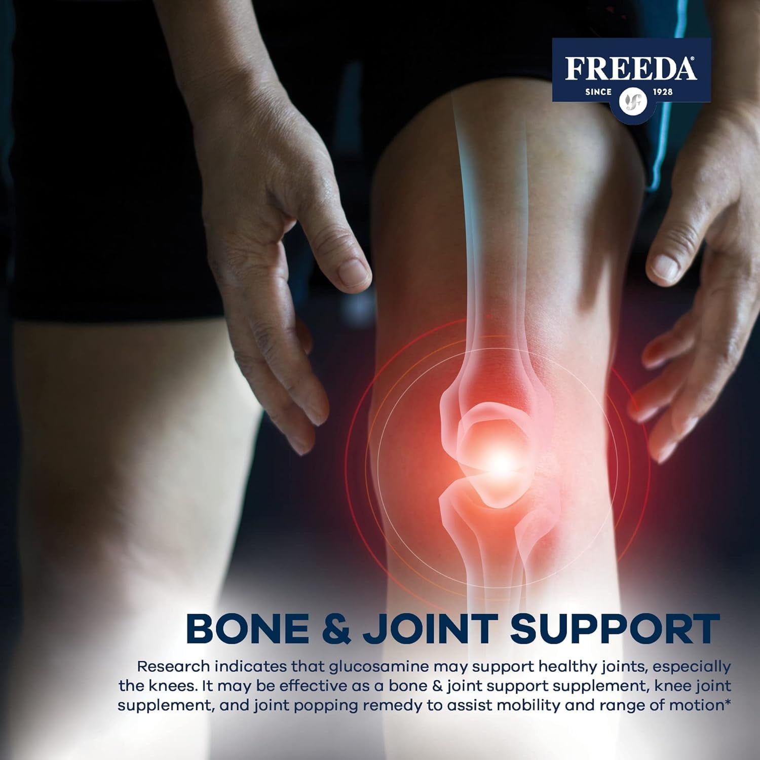 Freeda Glucosamine with MSM | Joint Mobility & Flexibility Support | Shellfish-Free, Vegan, Kosher, Gluten Free | 100 Capsules