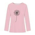 thumbnail image 3 of Jinhomg Dandelion Graphic Sweatshirt for Women Casual Loose Long Sleeve Pullover Tops Oversized Comfy Crew Neck Tees 2025 Saving Pink L, 3 of 4
