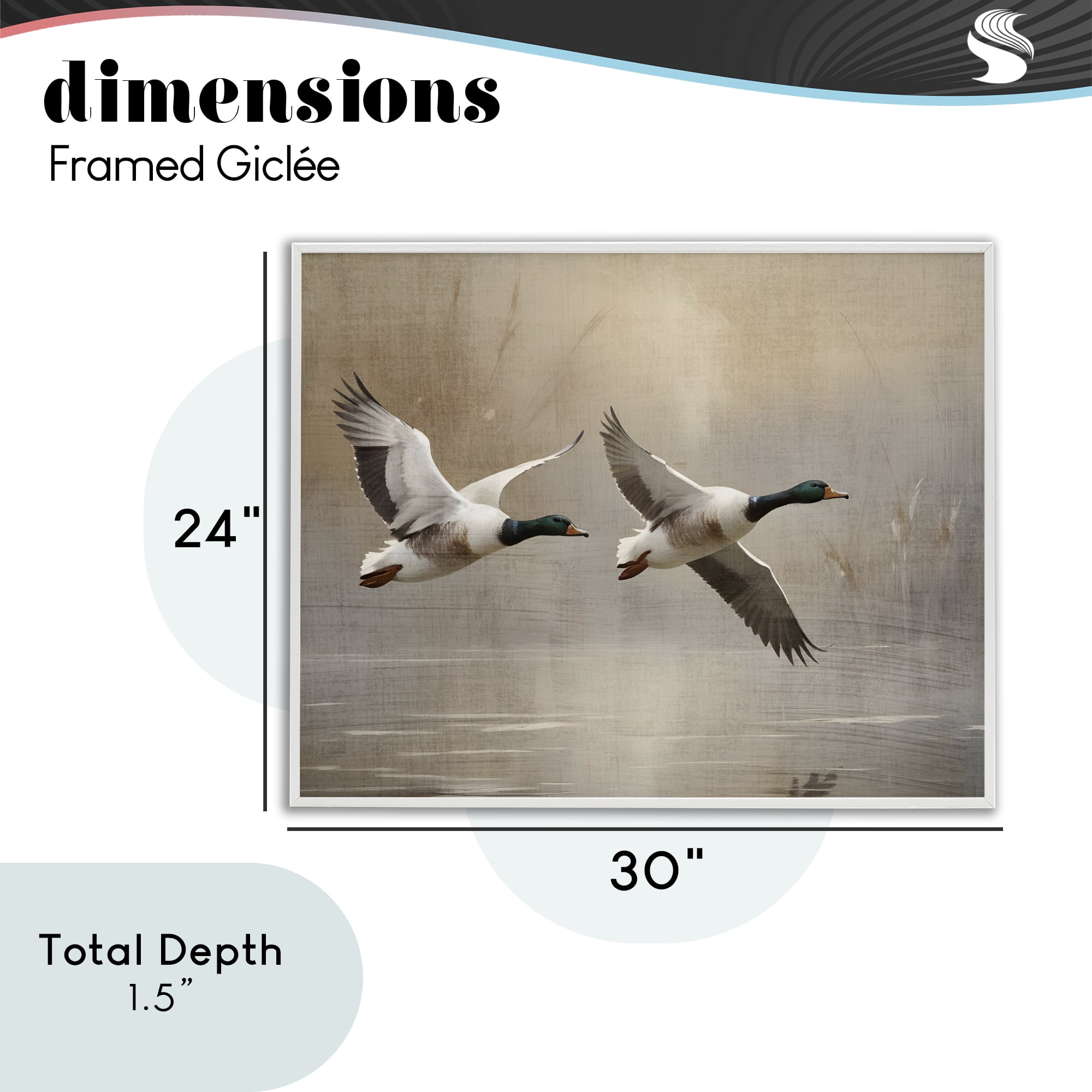 Stupell Industries Mallard Ducks over Pond White Framed Giclee Art, design by Susan Arnot
