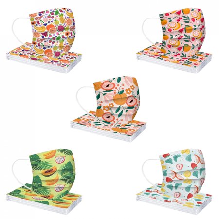 ICQOVD 50Pc Adult Fashion Fresh Fruit Disposable Mask Protective Breathable Mask