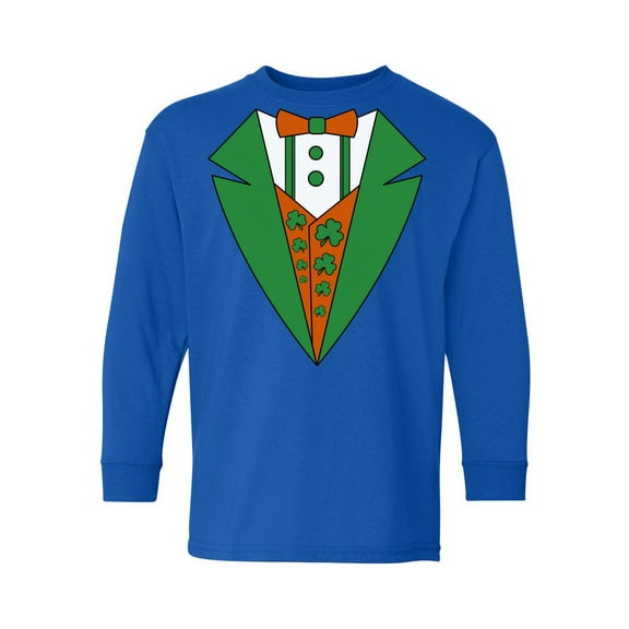Awkward Styles Kids Patrick's Day Shirt Long Sleeve Irish Tuxedo Tee for Youth Girls Boys Proud Irish