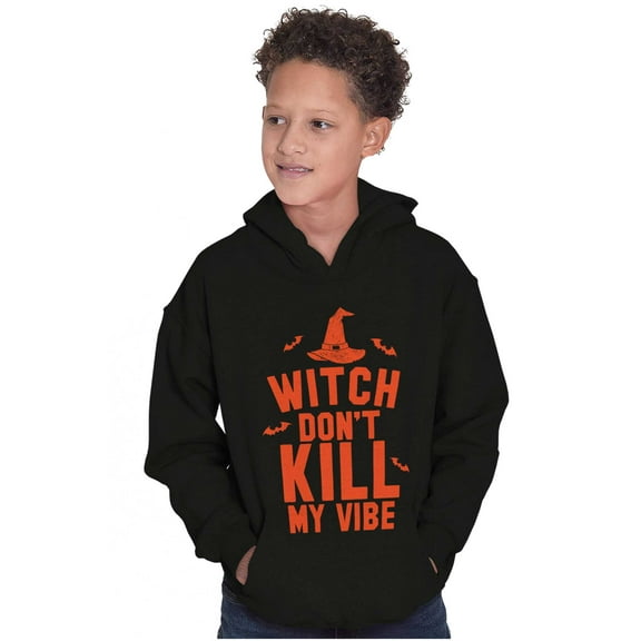Halloween Witch Don't Kill My Vibe Youth Hoodie Boy Girl Teen Brisco Brands XS