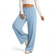 thumbnail image 2 of Nestiefly Womens Sweatpants Casual Wide Leg Baggy Lounge Pants | Sweat Pants for Women, Elastic Waisted with Pockets, Loose Soft Joggers Light Blue XL, 2 of 8