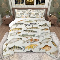 jejeloiu Rustic Fish Twin Comforter Sets,Fishing And Hunting Bedding Set For Men Women Reversible 2 Pieces