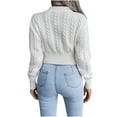 thumbnail image 4 of HTNBO Crop Sweaters for Juniors Long Sleeve Chunky Knit Cute Cropped Sweater for Women, 4 of 6