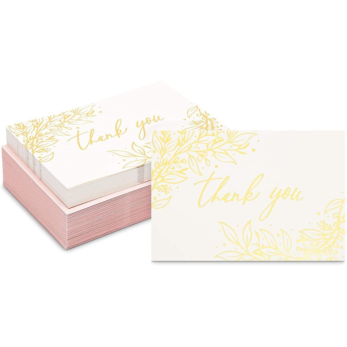 60 ct 6x4 inch Gold Floral Thank You Cards with Pink Envelopes