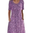 thumbnail image 3 of FASHIONWT Women Vintage Easter Printed Short Sleeve Crewneck Midi Pockets Dress, 3 of 4