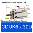 thumbnail image 2 of Anti-rotation Air Cylinder Mini Free Mount Pneumatic Cylinder Bore 6mm Built-In Magne Double Acting Micro Single Rod Cylinder ,Multifunctional, 2 of 7