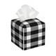 thumbnail image 1 of Fotbe White And Black Plaid Porta Pañuelos Decorativo de Cuero, Caja Cuadrada Moderna para Pañuelos Faciales, Organizador y Dispensador 5x5x5'', 1 of 7