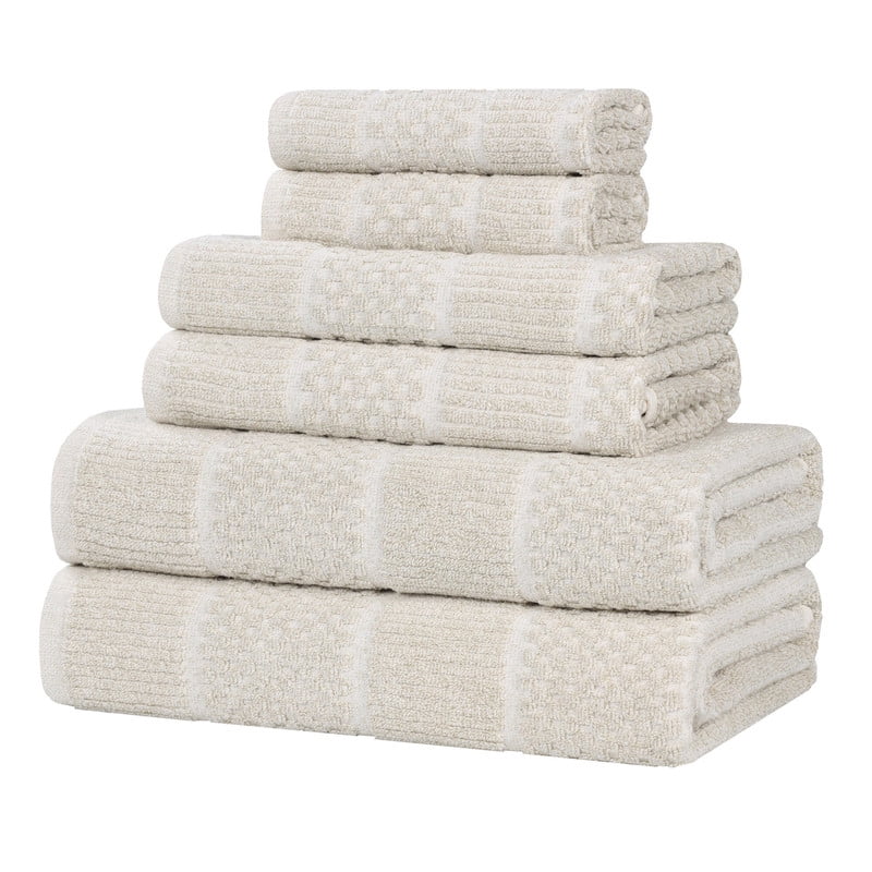 Superior Naples Viscose Cotton Blend Medium Weight 6 Piece Towel Set, Beige