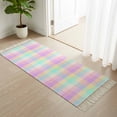 thumbnail image 3 of Kitchen Runner Rugs, Modern Color Plaid 2'x5' Throw Rug with Tassels, Classic Geometric Art Washable Soft Floor Carpet Runner for Hallway Bedroom Bathroom Laundry Room, 3 of 9