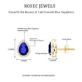 thumbnail image 4 of Rosec Jewels Lab Grown Blue Sapphire Teardrop Stud Earrings for Women with Diamond, 10K Yellow Gold, 4 of 6